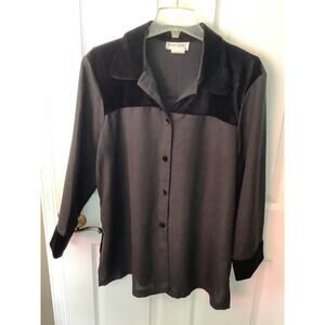 womans graver studio large blouse black button up